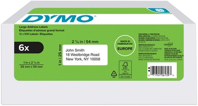 Etiket Dymo LabelWriter adressering 25x54mm 6 rollen á 500 stuks wit