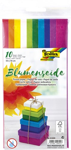 Zijdevloeipapier Folia 50x70cm 20gr assorti 10 vel