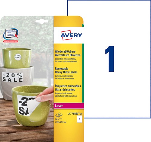 Etiket Avery L4775REV-20 210x297mm wit 20 etiketten-3