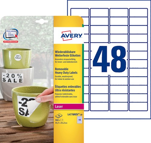Etiket Avery L4778REV 45.7x21.2mm wit 960 etiketten-1