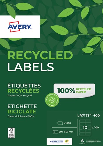 Etiket Avery LR7173-100 99.1x57mm recycled wit 1000 etiketten