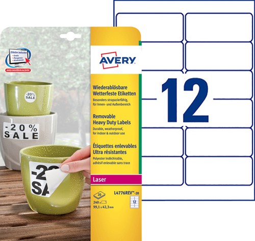 Etiket Avery L4776REV-20 99.1x42.3mm wit 240 etiketten-3