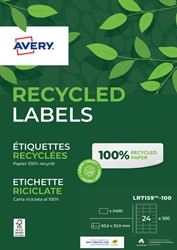 Etiket Avery LR7159-100 63.5x33.9mm recycled wit 2400 etiketten