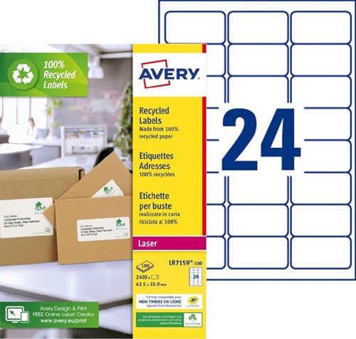 Etiket Avery LR7159-100 33.9x63.5mm recycled wit 2400stuks-3