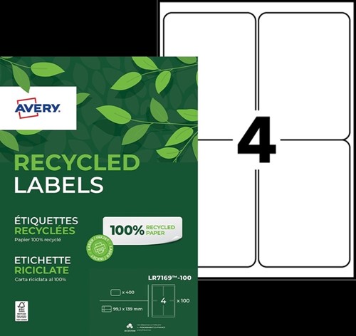 Etiket Avery LR7169-100 99.1x139 mm recycled wit 400 etiketten-2