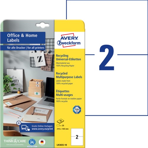 Etiket Avery Zweckform LR3655-10 210x148mm recycled wit 20stuks-3