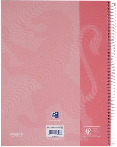 Notitieboek Oxford Touch Europeanbook A4+ 4-gaats lijn 80vel pastel roze-3