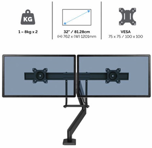 Monitorarm Fellowes Eppa Crossbar zilver-3