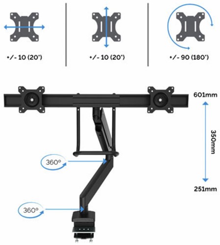 Monitorarm Fellowes Eppa Crossbar zilver-1