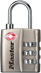 Hangslot Masterlock 3-cijfer combinatie TSA nikkel 30mm