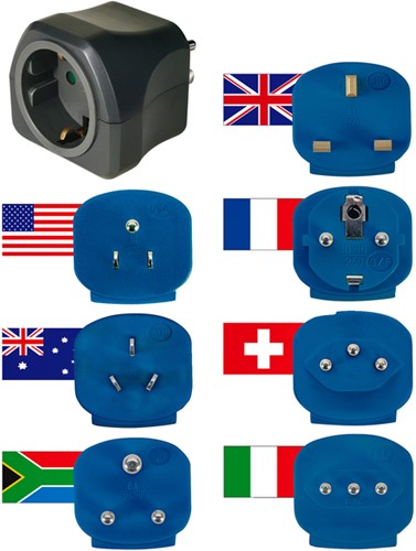 Reisstekker Brennenstuhl adapter wereld 150 landen met aarding zwart-6