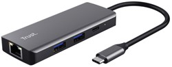 Adapter Trust DALYX 6-in-1 USB-C multipoort grijs