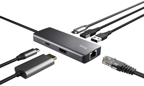 Adapter Trust DALYX 6-in-1 USB-C multipoort grijs-2