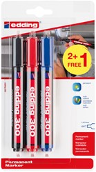 Viltstift edding 300 rond 1.5-3mm assorti blister à 2+1 gratis