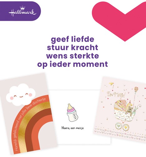 Wenskaart Hallmark navulset geboorte dochter 6 kaarten