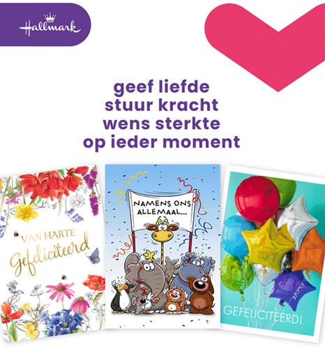 Wenskaart Hallmark navulset A4 felicitatie 8 kaarten