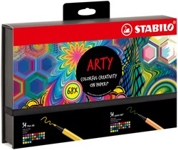 Fineliner STABILO point 88 & Pen 68  Arty creative assorti luxe box à 68 stuks