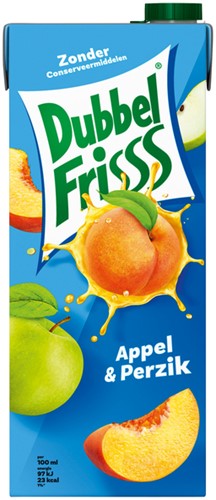 Fruitdrank DubbelFrisss appel perzik pak 1500ml