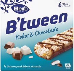 Tussendoortje Hero B'tween kokos chocolade 6pack reep 25gr