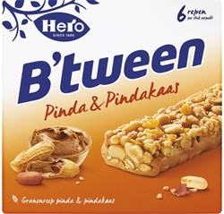 Tussendoortje Hero B'tween pinda&pindakaas 6pack reep 25gr