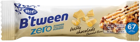 Tussendoortje Hero B'tween witte chocolade zero 6pack reep 20gr