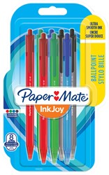 Balpen Paper Mate Inkjoy 100RT medium assorti blister à 8 stuks