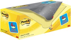 Memoblok 3M Post-it 654 76x76mm geel 16 + 4 gratis