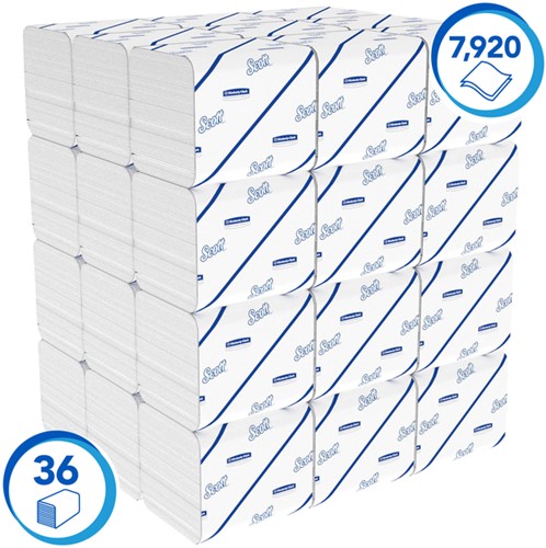 Toiletpapier Scott Control gevouwen 2-laags 36x220vel wit 8509-2