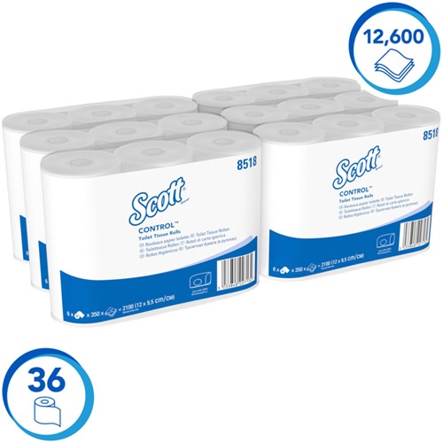 Toiletpapier Scott Control 3-laags 350vel wit 8518-2