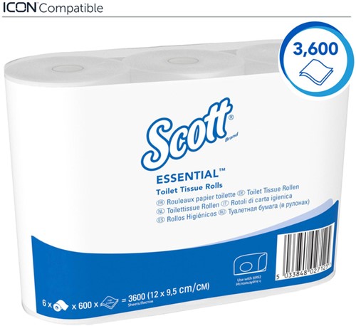 Toiletpapier Scott Essential 2-laags 600vel wit 8517-3