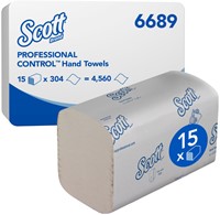 Handdoek Scott i-vouw 1-laags 21x20cm wit 15x304stuks 6689