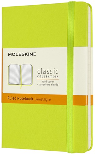 Notitieboek Moleskine pocket 90x140mm lijn hard cover lemon green