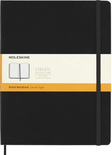 Notitieboek Moleskine XL 190x250mm lijn hard cover zwart