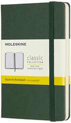 Notitieboek Moleskine pocket 90x140mm ruit 5x5mm hard cover myrtle green