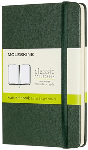 Notitieboek Moleskine pocket 90x140mm blanco hard cover myrtle green