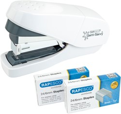 Nietmachine Rapesco Germ-Savvy ECO Less Effort Flat Clinch antibacterieel 24/6mm wit