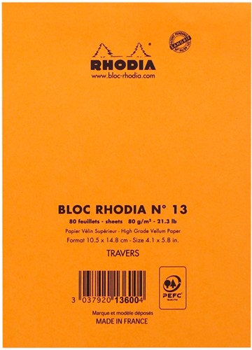 Schrijfblok Rhodia A6 lijn 80 vel 80gr oranje-3