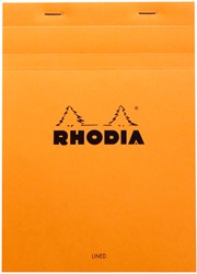 Schrijfblok Rhodia A5 lijn 80 vel 80gr met kantlijn oranje