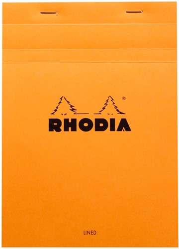 Schrijfblok Rhodia A5 lijn 80 vel 80gr met kantlijn oranje