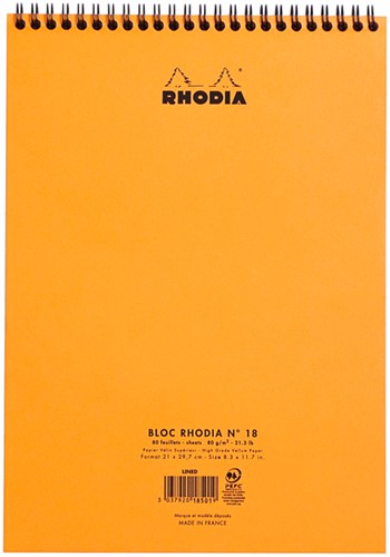 Spiraalblok Rhodia A4 lijn 160 pagina's 80gr oranje-3