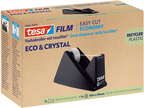 Plakbandhouder Tesa eco&crystal 59045 zwart met 1 rol tape 19mmx10m-1