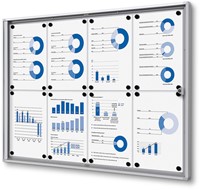 Vitrinebord Quantore voor binnen 8x A4 zilver