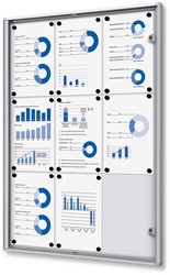 Vitrinebord Quantore voor binnen 9x A4 zilver
