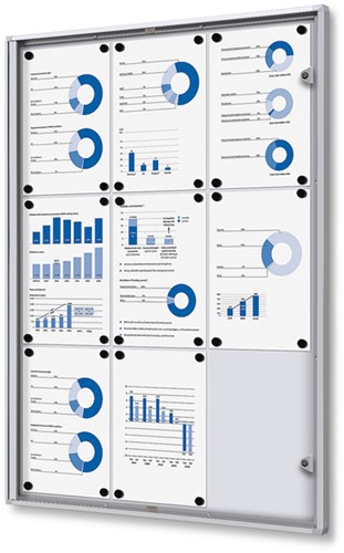 Vitrinebord Quantore voor binnen 9x A4 zilver