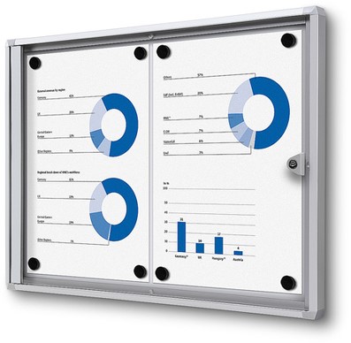 Vitrinebord Quantore voor binnen 2x A4 zilver