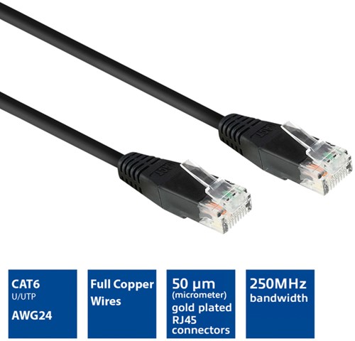 Kabel ACT CAT6 Network koper 0.9 meter zwart-1