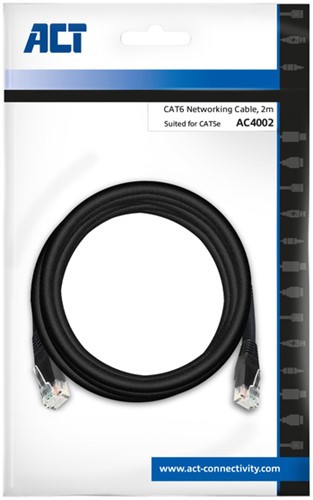 Kabel ACT CAT6 Network koper 2 meter zwart-2