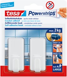 Klevende haak tesa 58010 Powerstrips large classic  2kg wit 2 stuks