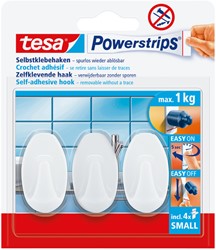 Klevende haak Tesa 57533 Powerstrips small ovaal 1kg wit 3 stuks