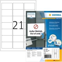 Etiket HERMA 10301 63.5x38.1mm verwijderbaar wit 2100 etiketten